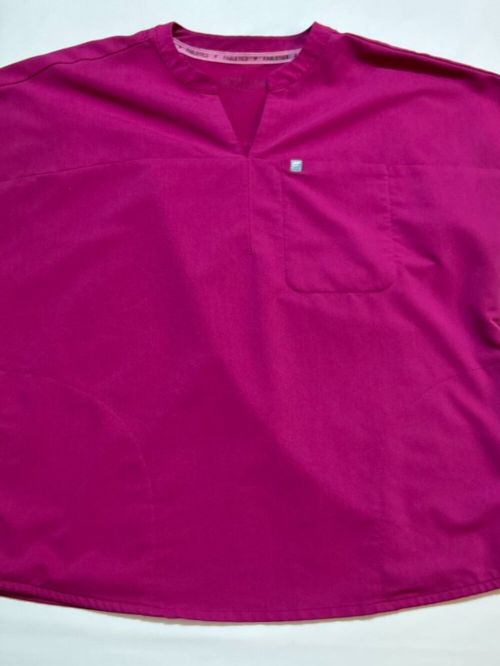 Fabletics Evolve Oversized Scrub Top; Hibiscus Pink; V-Neckline; Size L
